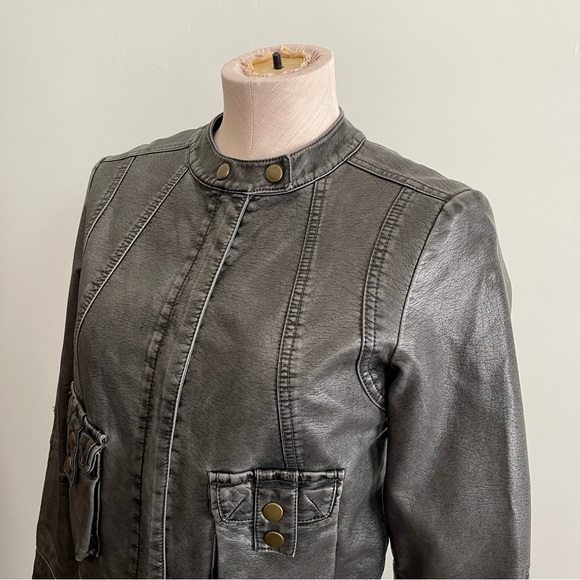 URBAN OUTFITTERS SILENCE & NOISE Faux Leather Moto Biker Jacket - Picture 13 of 14